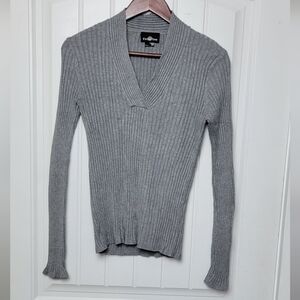 It's Our Time Gray Vneck Sweater